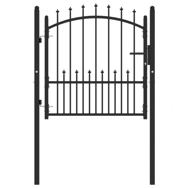 Puerta de valla con picos acero negro 100x100 cm D