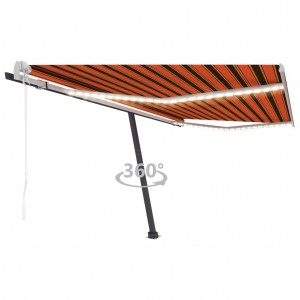 Toldo automático LED sensor de viento naranja marrón 400x300 cm D