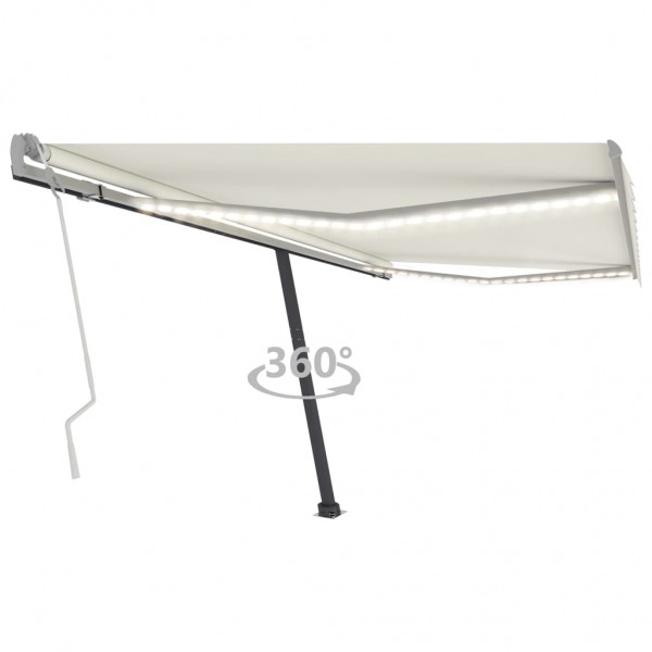 Toldo retrátil manual com LED creme 450x300 cm D