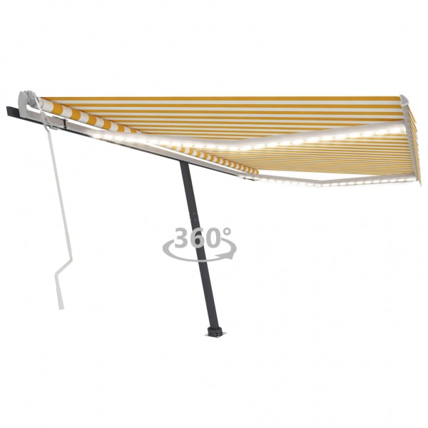 Toldo manual retrátil com LED amarelo e branco 450x300 cm D