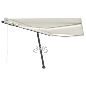 Toldo automático con LED y sensor de viento crema 450x300 cm D