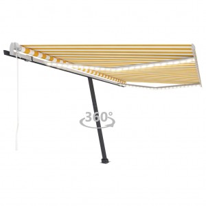 Toldo automático LED sensor de viento amarillo blanco 450x300cm D