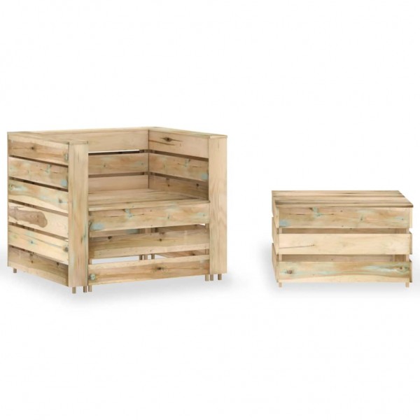 Set de muebles de palés jardín 2 piezas madera pino impregnada D