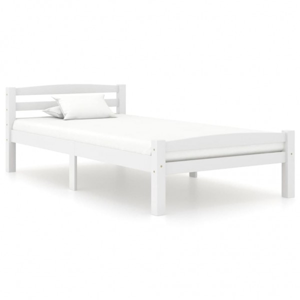 Estrutura de cama de madeira maciça de pinho branco 100x200 cm D