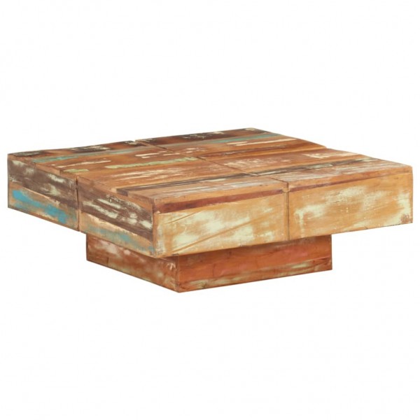Mesa de centro de madeira maciça reciclada 80x80x28 cm D