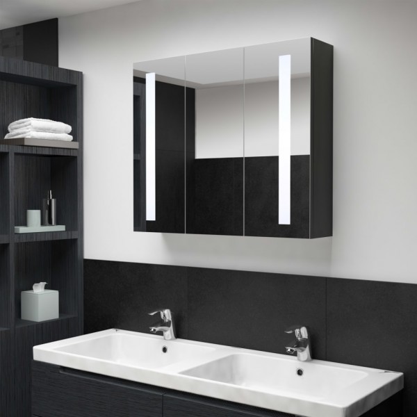 Armario de cuarto de baño con espejo y LED 89x14x62 cm D