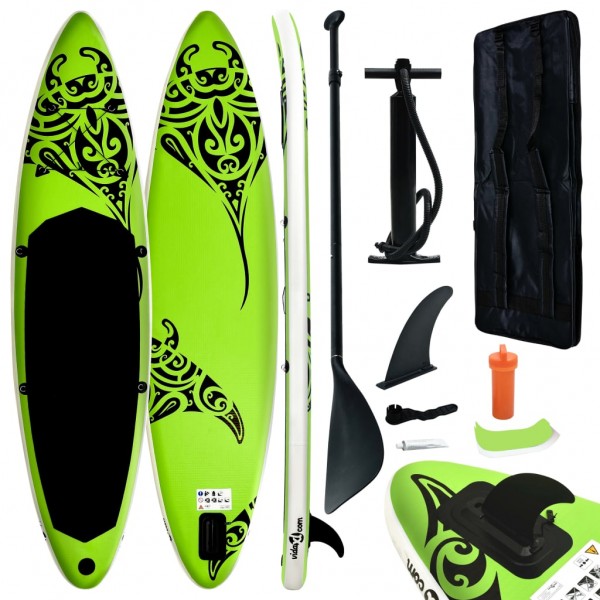 Juego de tabla de paddle surf hinchable verde 320x76x15 cm D