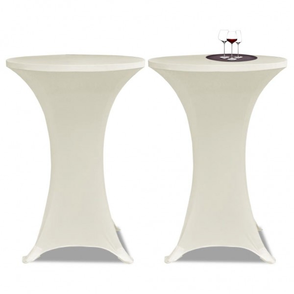 2 Manteles color crema ajustados para mesa de pie - 60 cm diámetro D