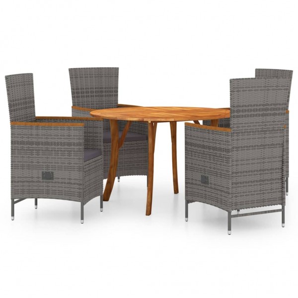 Juego de comedor para jardín 5 piezas gris Juego de comedor para jardín 5 piezas gris D