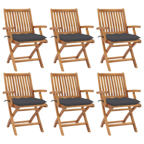 Cadeiras de jardim folháveis de teca maciça com almofadas D