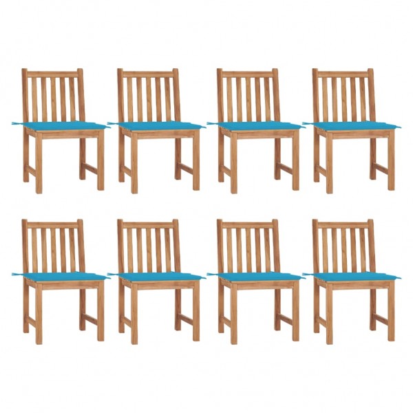 Cadeiras de jardim 8 unidades madeira de teca com almofadas D