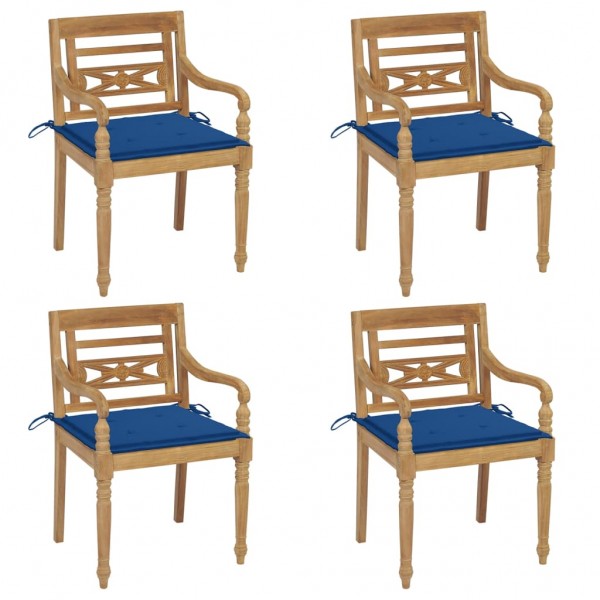 Cadeiras Batavia 4 unidades em madeira maciça de teca com almofadas D