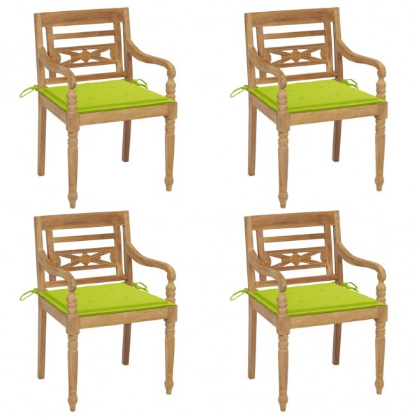 Cadeiras Batavia 4 unidades em madeira maciça de teca com almofadas D