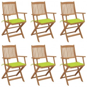 Sillas de jardín plegables 6 uds y cojines madera maciza acacia D
