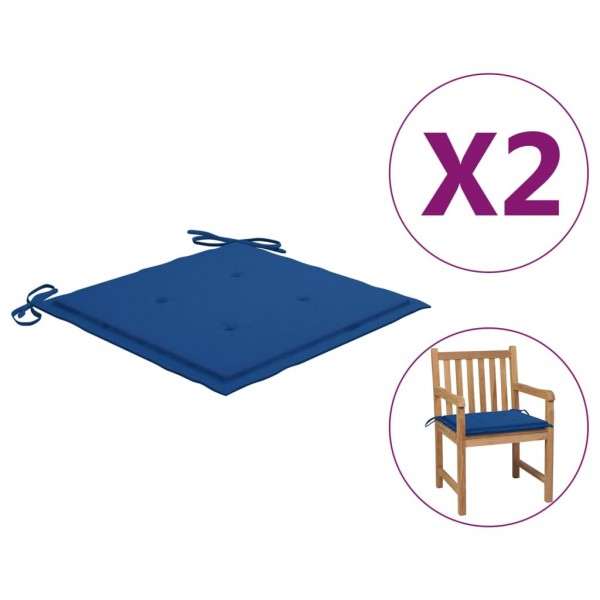 Cojines para sillas de jardín 2 uds tela azul royal 50x50x3 cm D