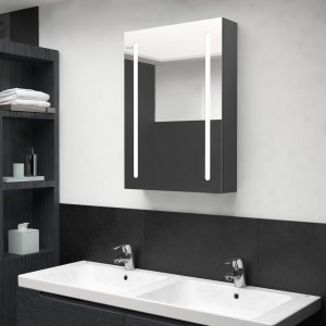 Armario de baño con espejo y luz LED gris 50x13x70 cm D