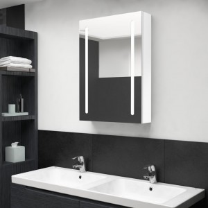 Armario de baño con espejo LED blanco brillante 50x13x70 cm D