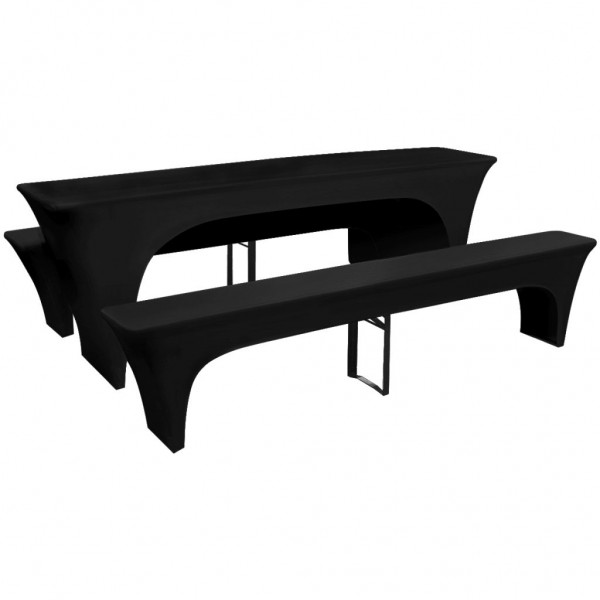3 capas pretas esticáveis para mesa e 2 bancos 220x50x80 cm D