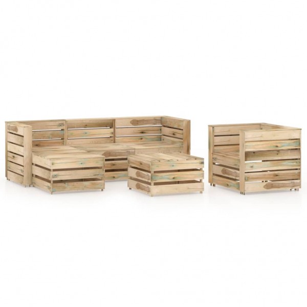 Set de muebles de jardín 6 pzas madera de pino impregnada verde D