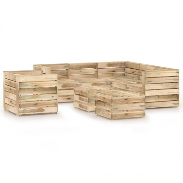 Set de muebles de jardín 8 pzas madera de pino impregnada verde D