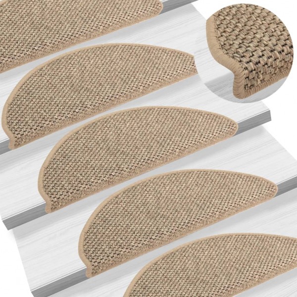 Almofada auto-adhesiva escada sisal 15 uds beige 65x21x4 cm D