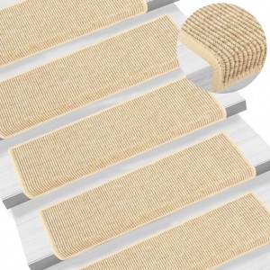 Sisal de escada autoadesiva 15 uds beige 65x21x4 cm D