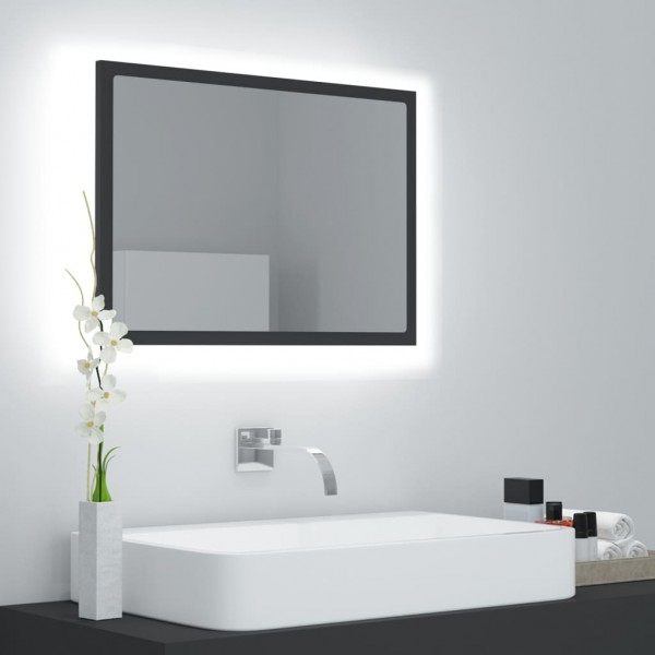 Espejo de baño acrílico gris brillo 60x8.5x37 cm D