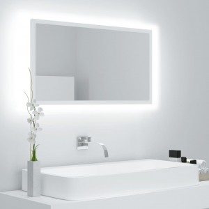 Espelho de banheiro LED acrílico branco 80x8.5x37 cm D