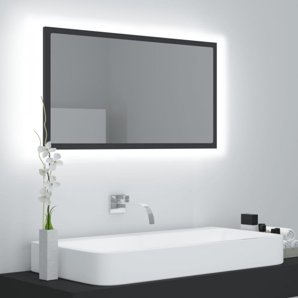Espelho de banheiro LED acrílico cinza 80x8.5x37 cm D