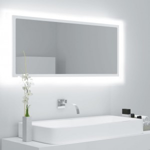Espejo de baño LED acrílico blanco 100x8.5x37 cm D