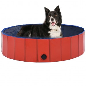 Piscina de cães dobrável PVC vermelho 120x30 cm D