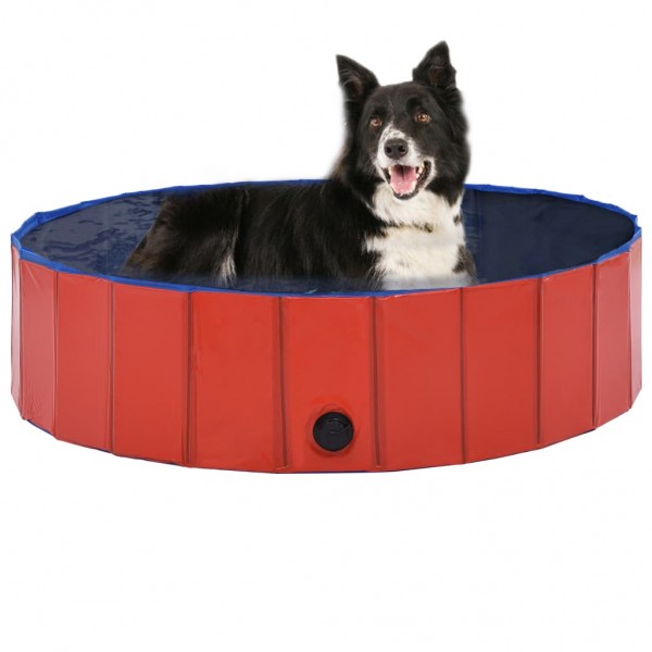 Piscina de cães dobrável PVC vermelho 120x30 cm D