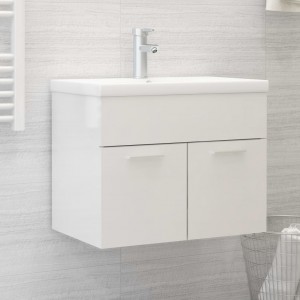 Mueble con lavabo aglomerado blanco brillante D