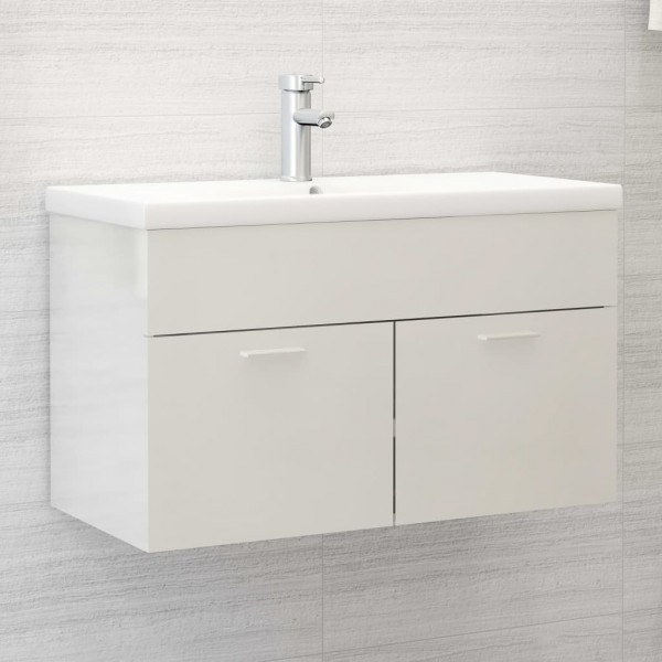 Mueble con lavabo madera de ingeniería blanco brillante D