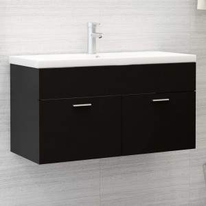 Mueble con lavabo madera de ingeniería negro D