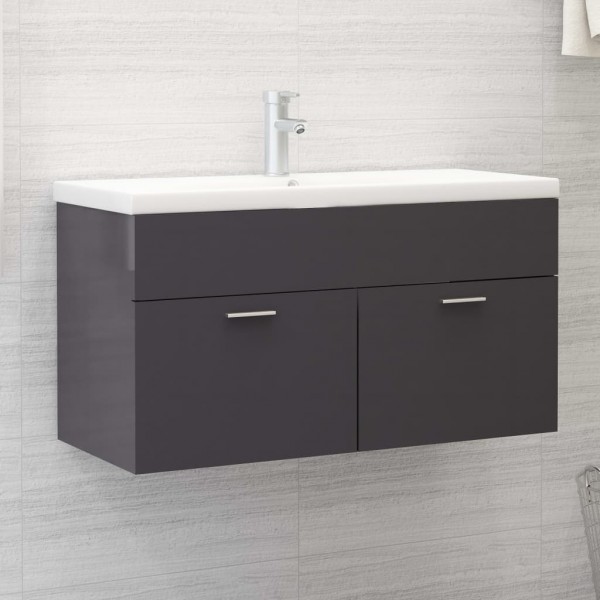 Mueble con lavabo madera de ingeniería gris brillante D