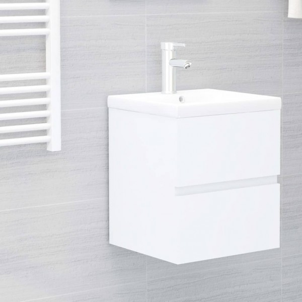 Mueble con lavabo aglomerado blanco brillante D