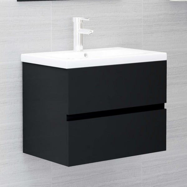 Mueble con lavabo madera de ingeniería negro D