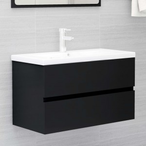 Mobiliário com lavabo preto brilhante aglomerado D