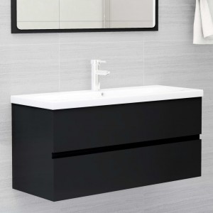 Mueble con lavabo madera de ingeniería negro D