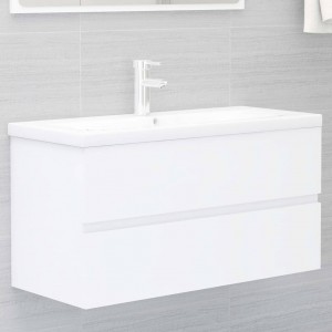 Mobiliário com lavabo branco brilhante aglomerado D