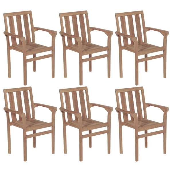 Cadeiras de jardim empilháveis 6 unidades de madeira maciça de teca D
