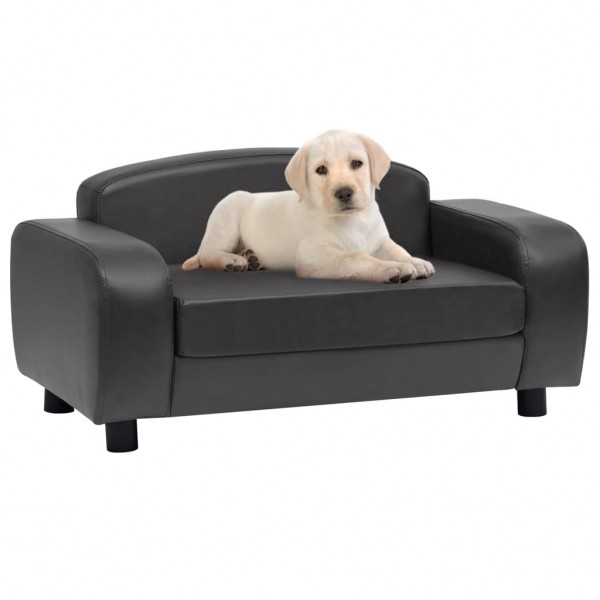 Sofá para perros cuero sintético gris oscuro 80x50x40 cm D