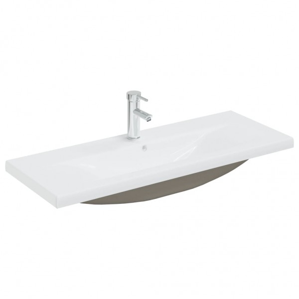 Lavabo empotrado con grifo cerámica blanco 101x39x18 cm D