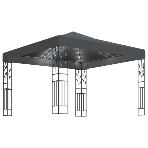 Sala de jantar com fita de luz LED 3x3 m cinza anthracite D