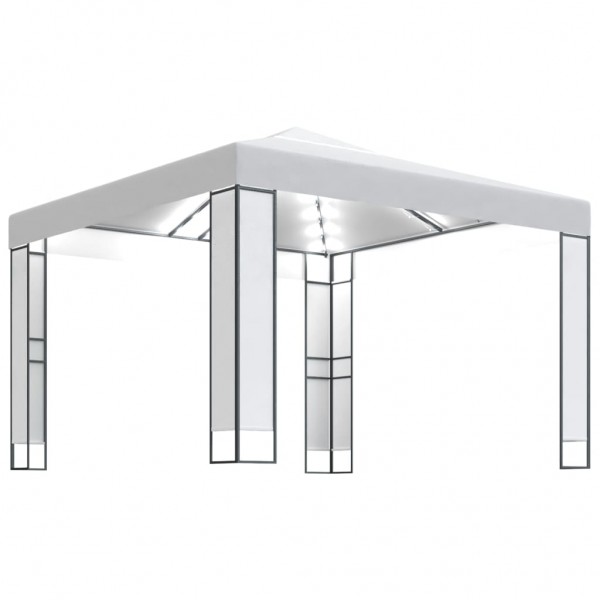 Cenador con doble techo y tira de luces LED blanco 3x3 m D