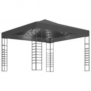 Tenda de jantar de jardim com tira de luzes LED 3x3 m de antrasita D