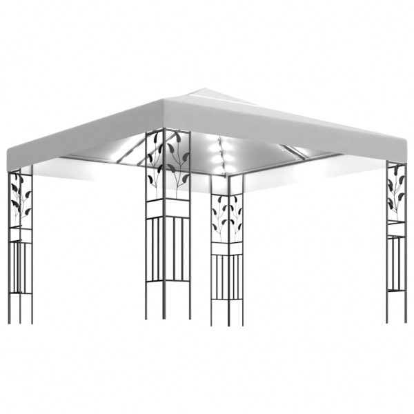 Tenda de jantar de jardim com fita de luz LED 3x3 m branco D