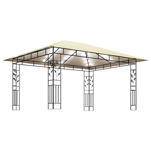 Sala de jantar com mosquiteiro e tira de luz LED creme 4x3x2.73m 180 g/m2 D