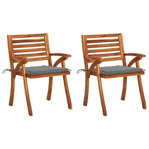 Cadeiras de jardim com almofadas de madeira maciça D